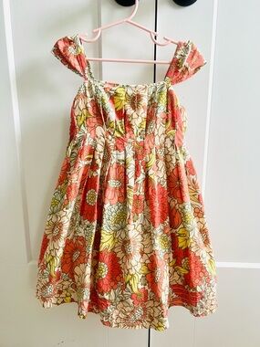 Sincerely Jules Girls Floral Sundress in Coral and Yellow size 5T